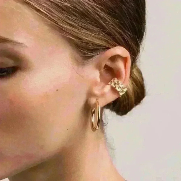 NWT Classic 18K Gold-Plated/1.7" Double Hoop Hypoallergenic Earrings - Picture 2 of 15